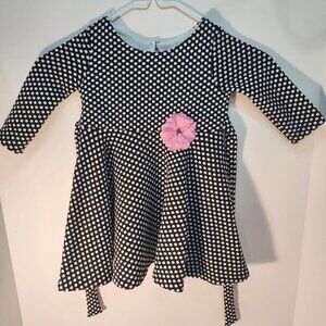 Rare Editions Girls Black and White Polk A Dot Dress Size 18 Months